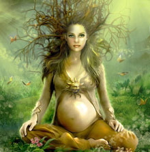 artwork of pregnant woman